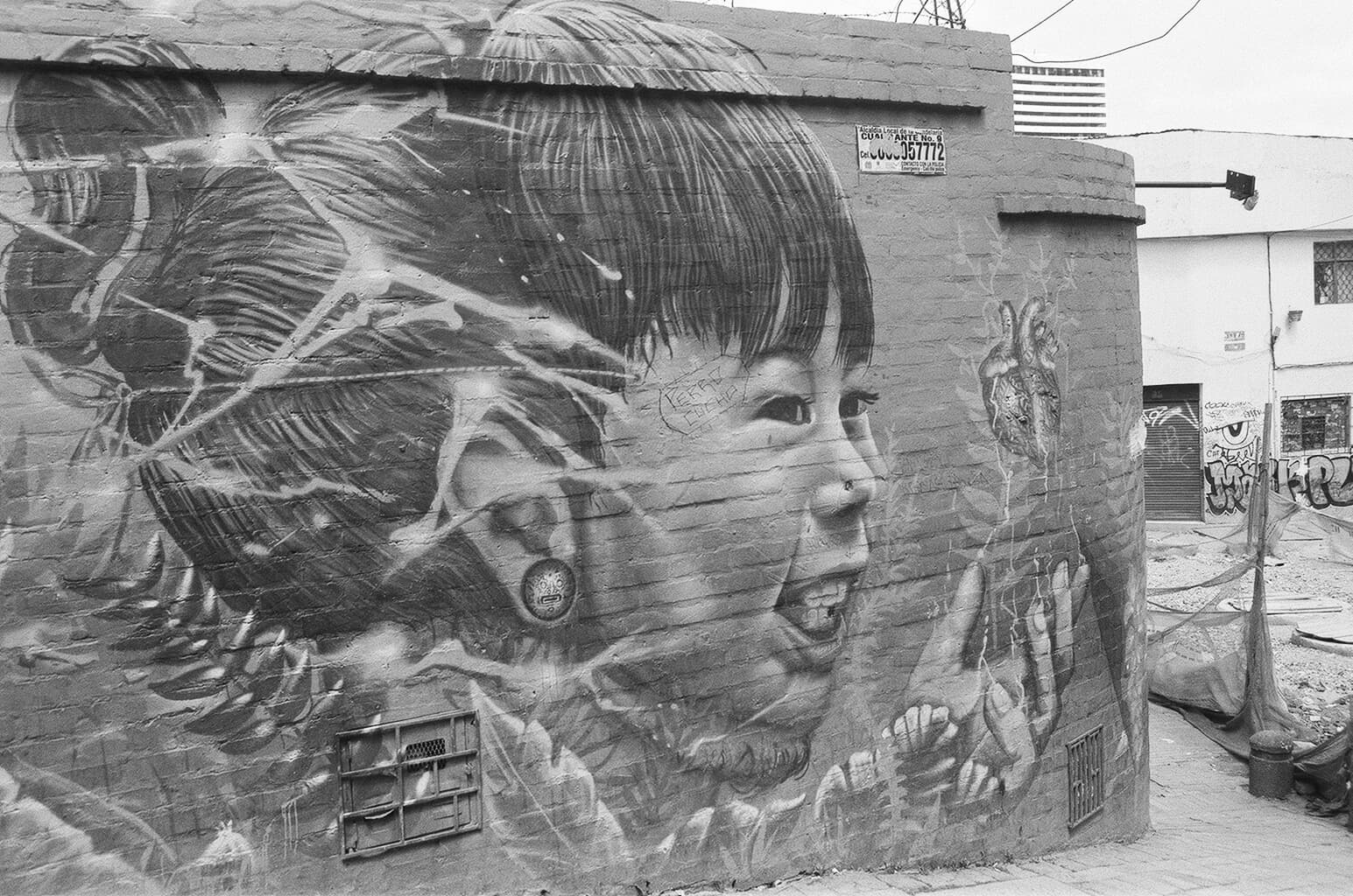 Street art of a little girl