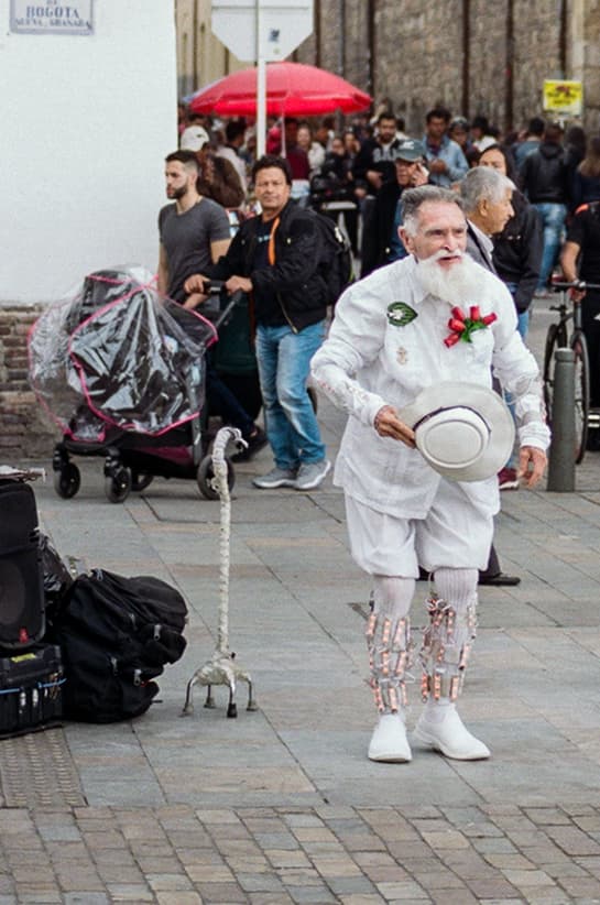 Elderly street performer